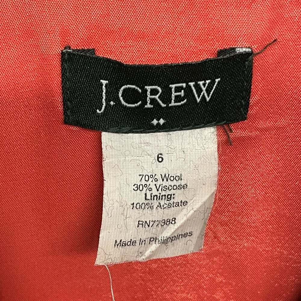 J Crew Factory Black Wool Blend Trench Peacoat size 6